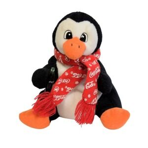 1998 Coca-Cola Coke‎ Penguin Bean Bag Plush Toy Snowflake Scarf 6" Vintage